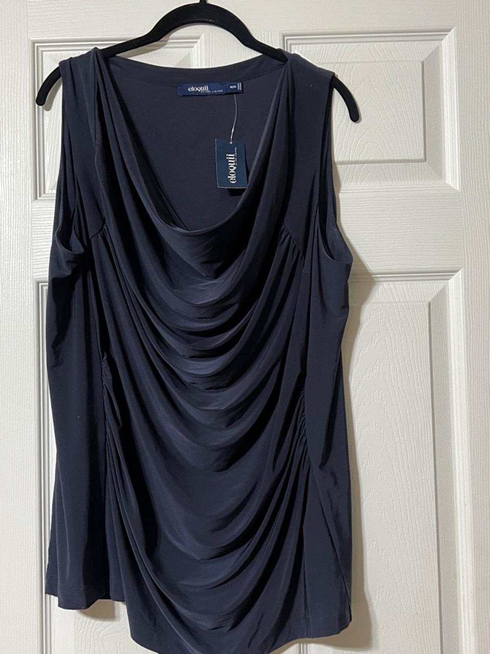 ELOQUII Draped Sleeveless Tank - Navy Sz 18/20W